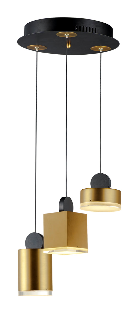 Nob 3-Light LED Pendant Black/Gold by ET2