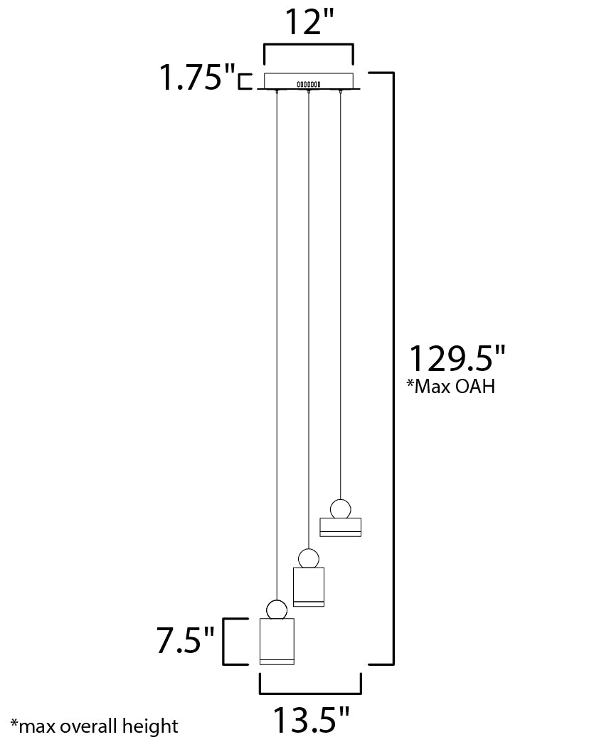 Nob 3-Light LED Pendant Black/Gold by ET2