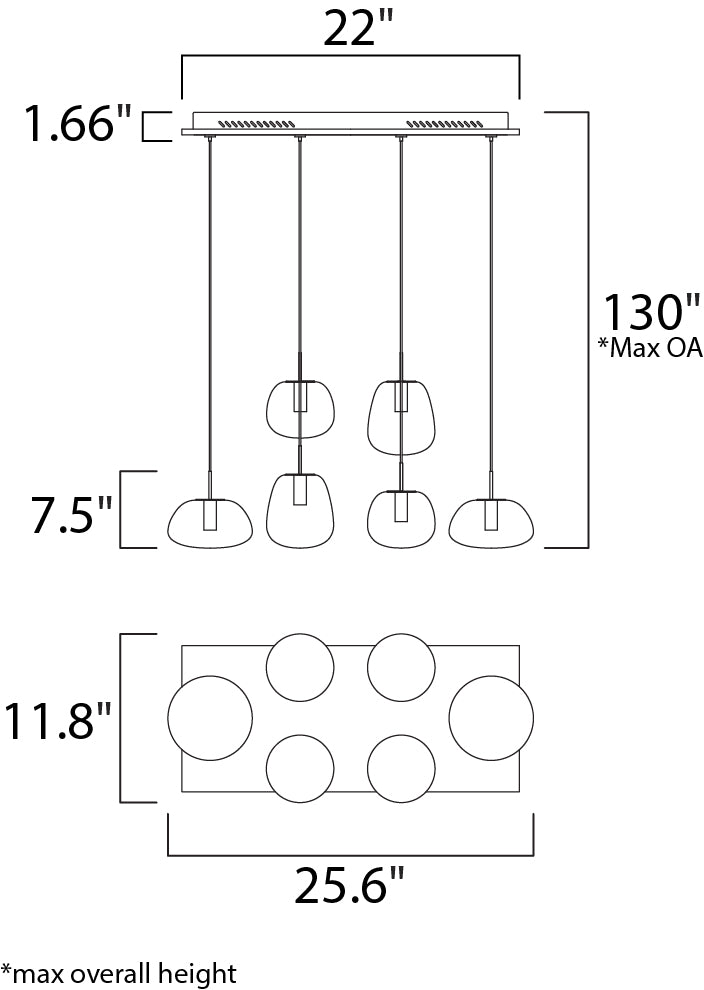 Puffs 6-Light LED Pendant White by ET2