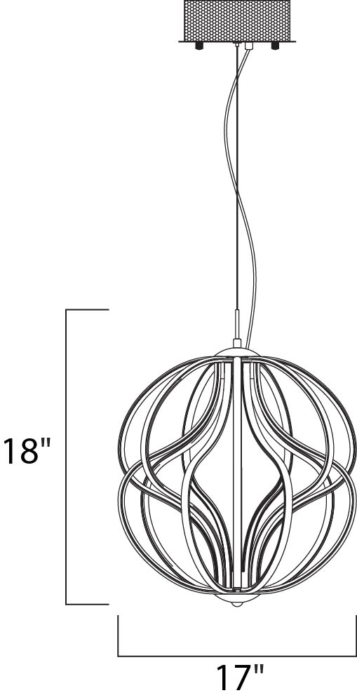 Aura 17" LED Pendant Polished Chrome by ET2