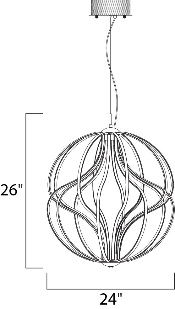Aura 24" LED Pendant Polished Chrome by ET2