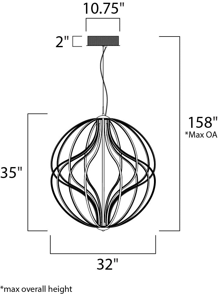 Aura 31" LED Pendant Polished Chrome by ET2