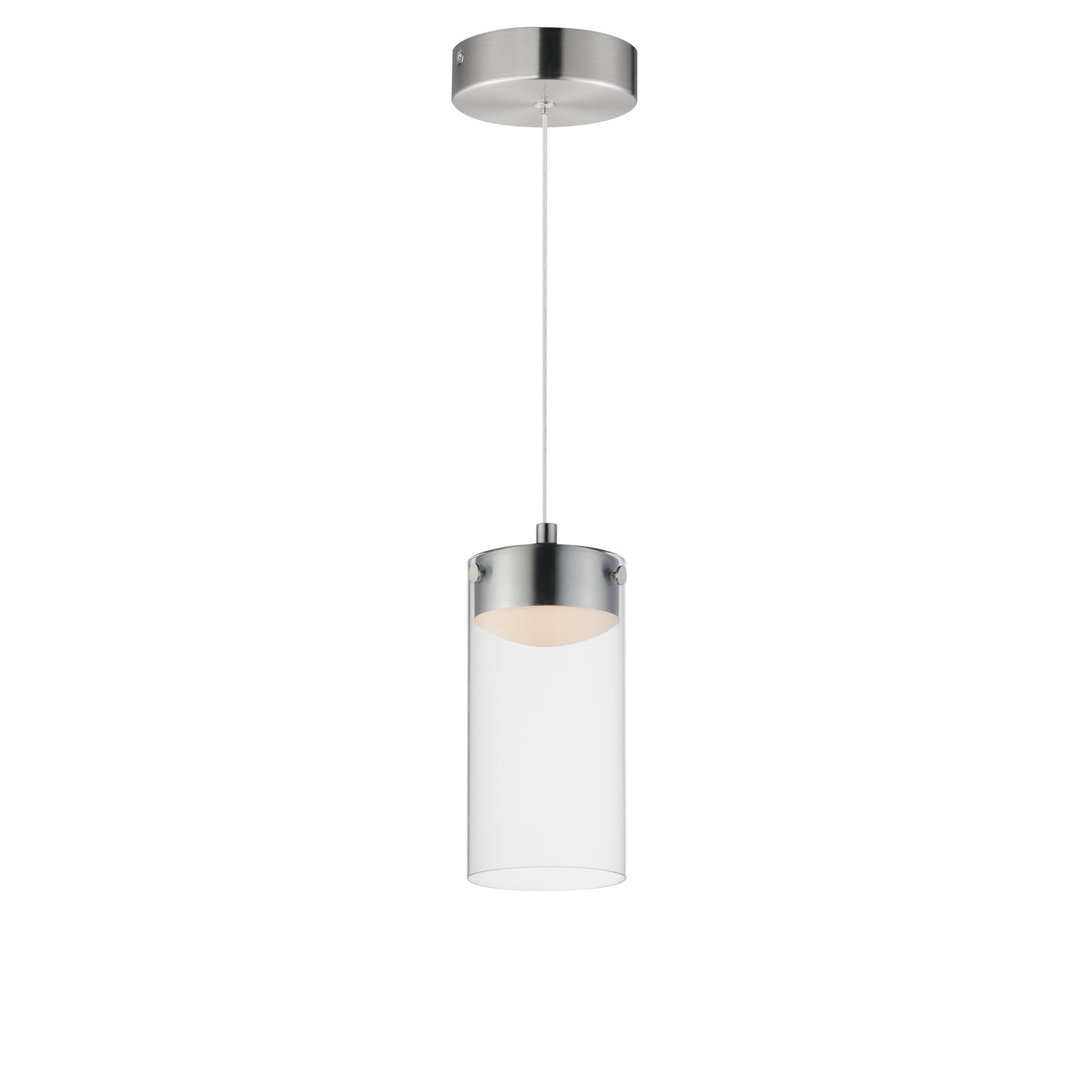 Highball Clear LED Mini Pendant Satin Nickel by ET2