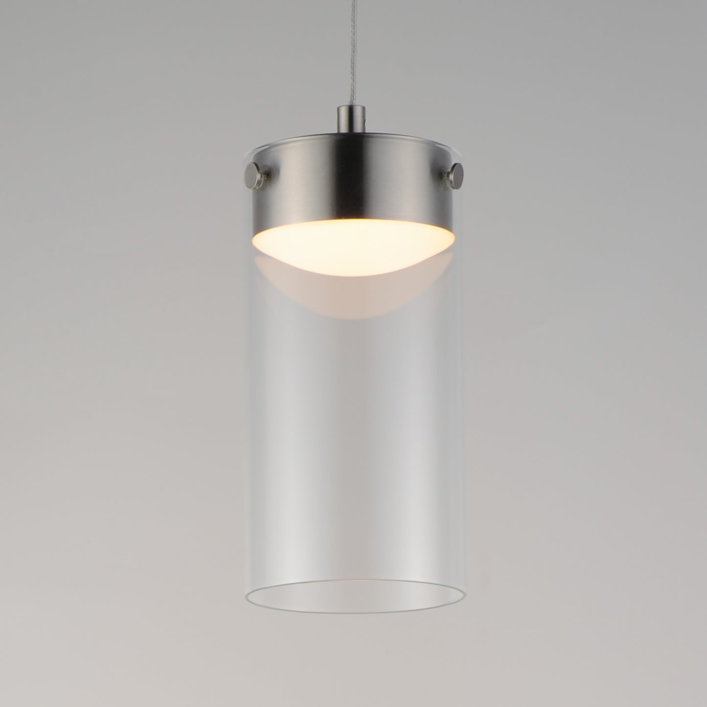 Highball Clear LED Mini Pendant Satin Nickel by ET2