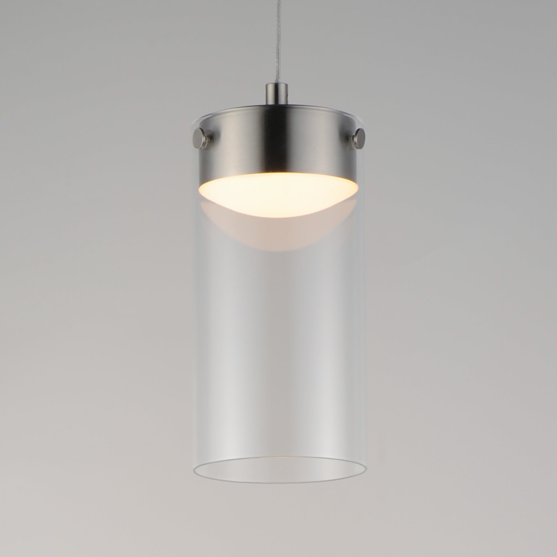 Highball Clear LED Mini Pendant Satin Nickel by ET2