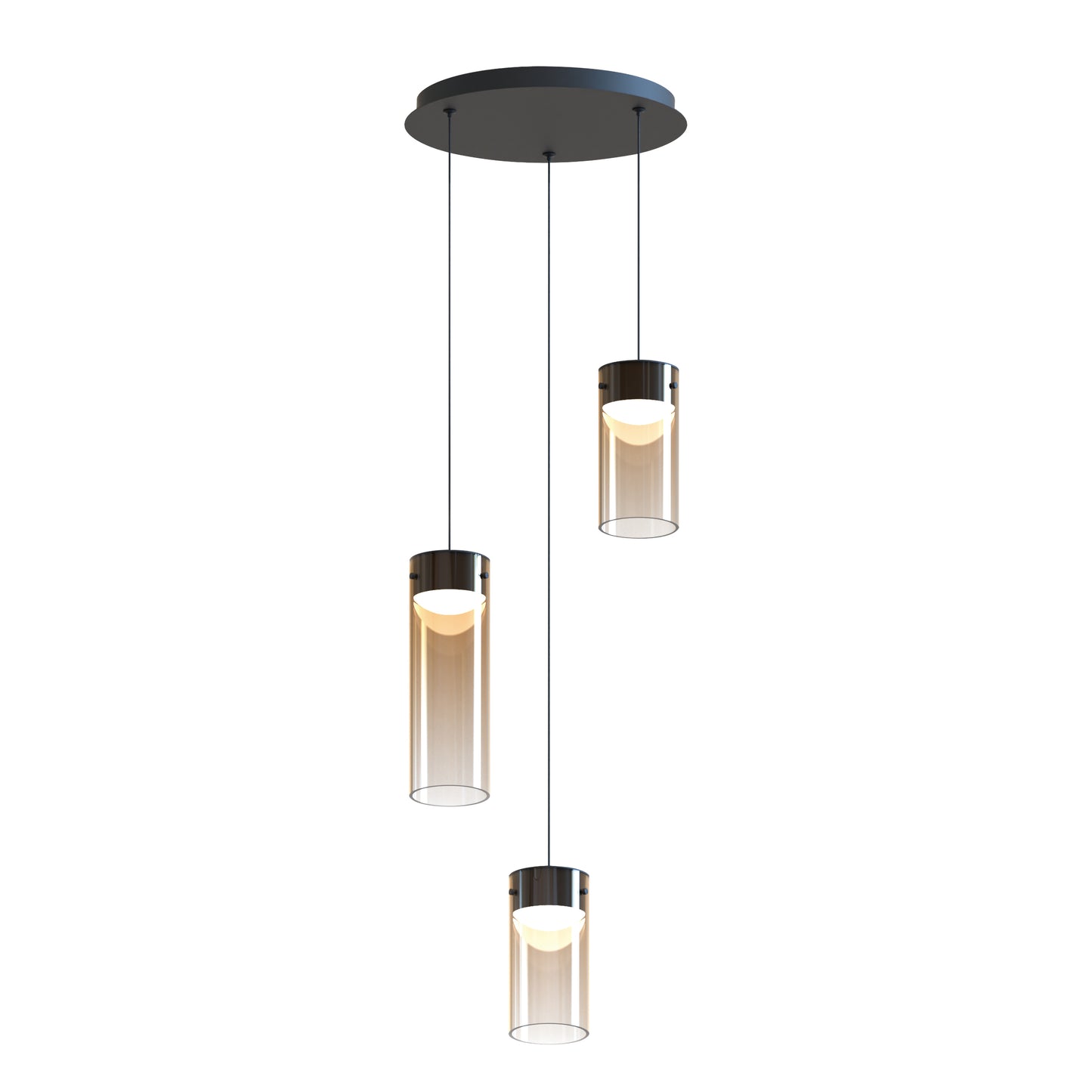 Highball Amber 3-Light LED Pendant Gunmetal by ET2