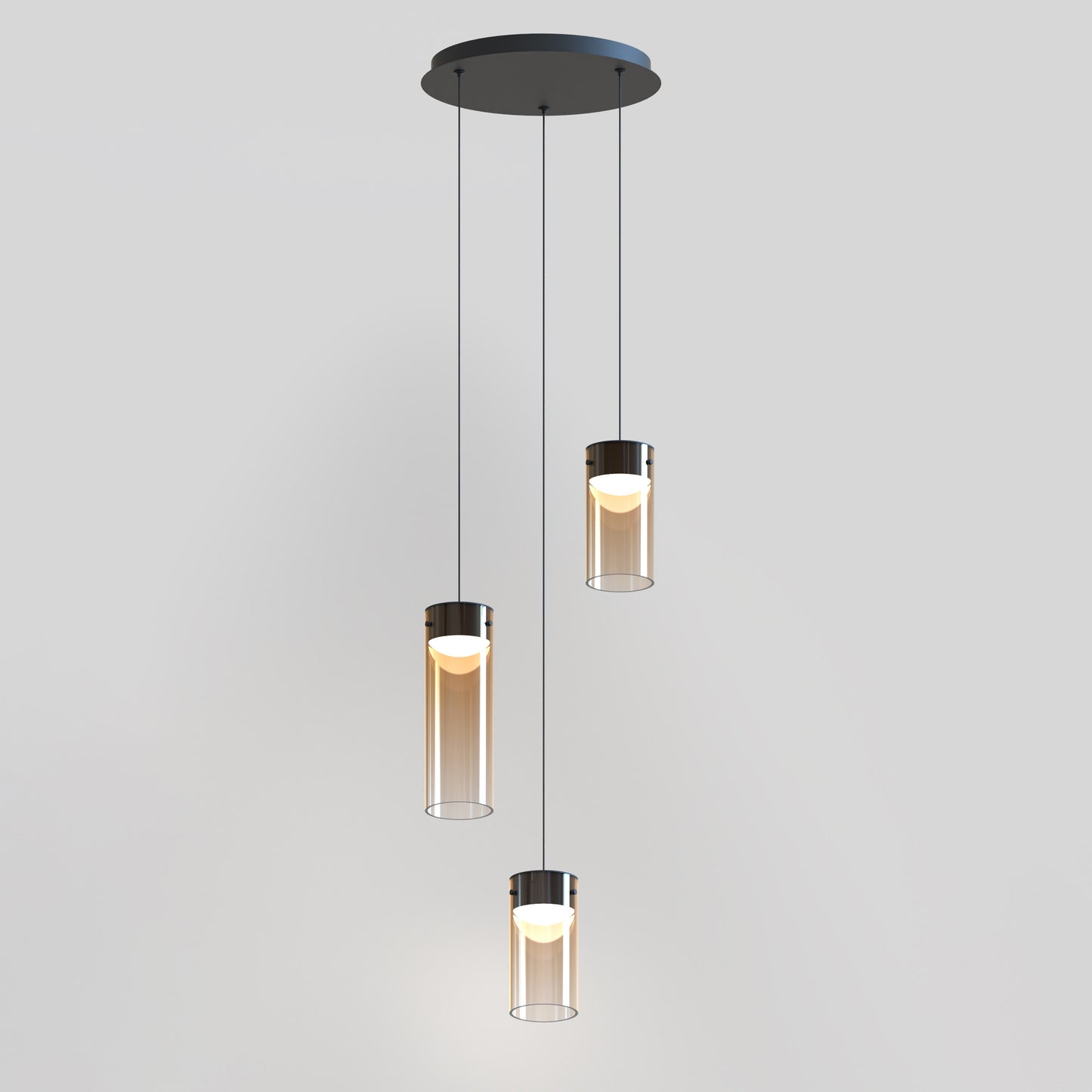 Highball Amber 3-Light LED Pendant Gunmetal by ET2
