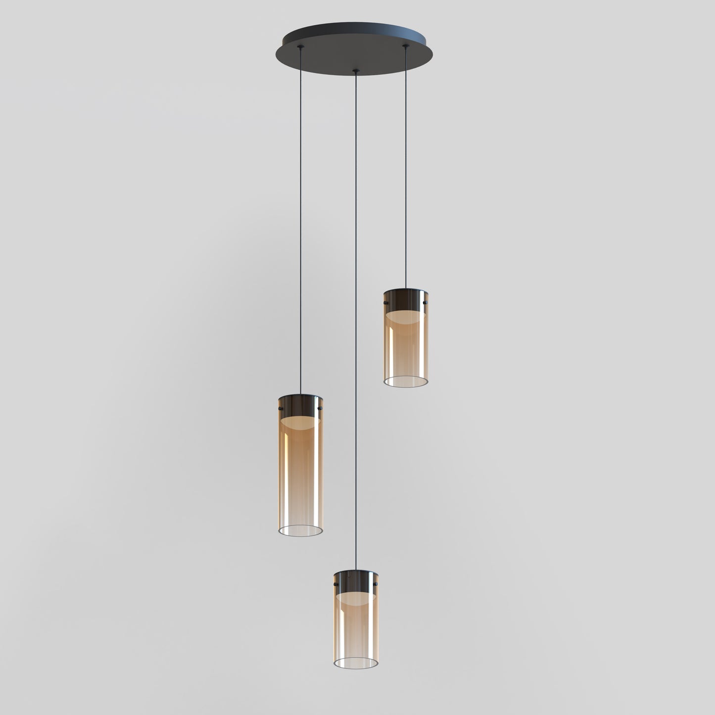 Highball Amber 3-Light LED Pendant Gunmetal by ET2