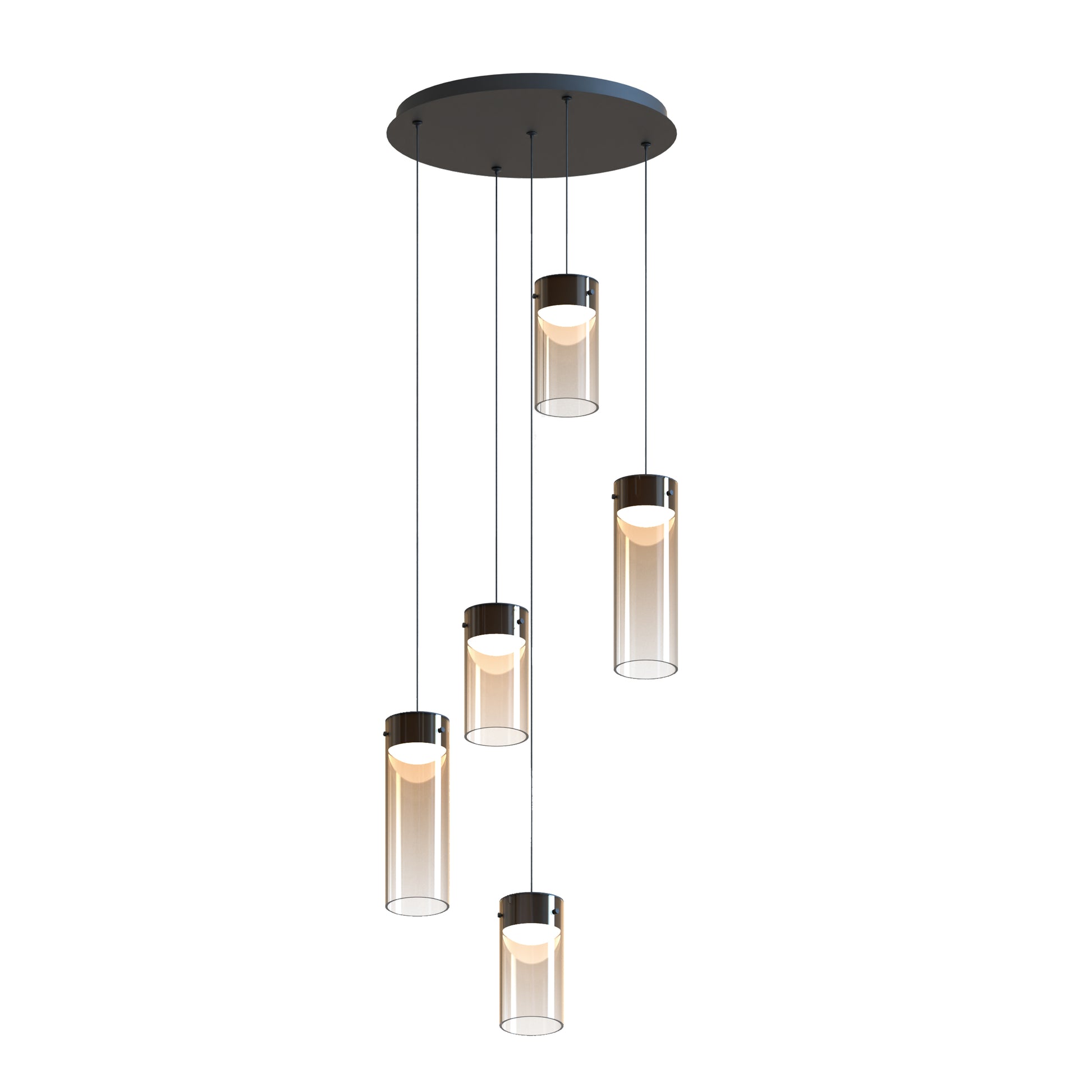 Highball Amber 5-Light LED Pendant Gunmetal by ET2