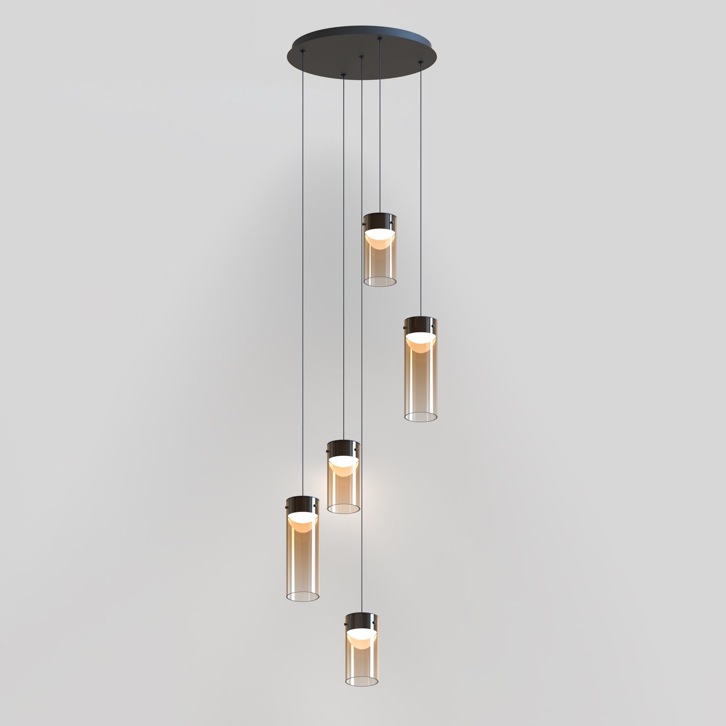 Highball Amber 5-Light LED Pendant Gunmetal by ET2