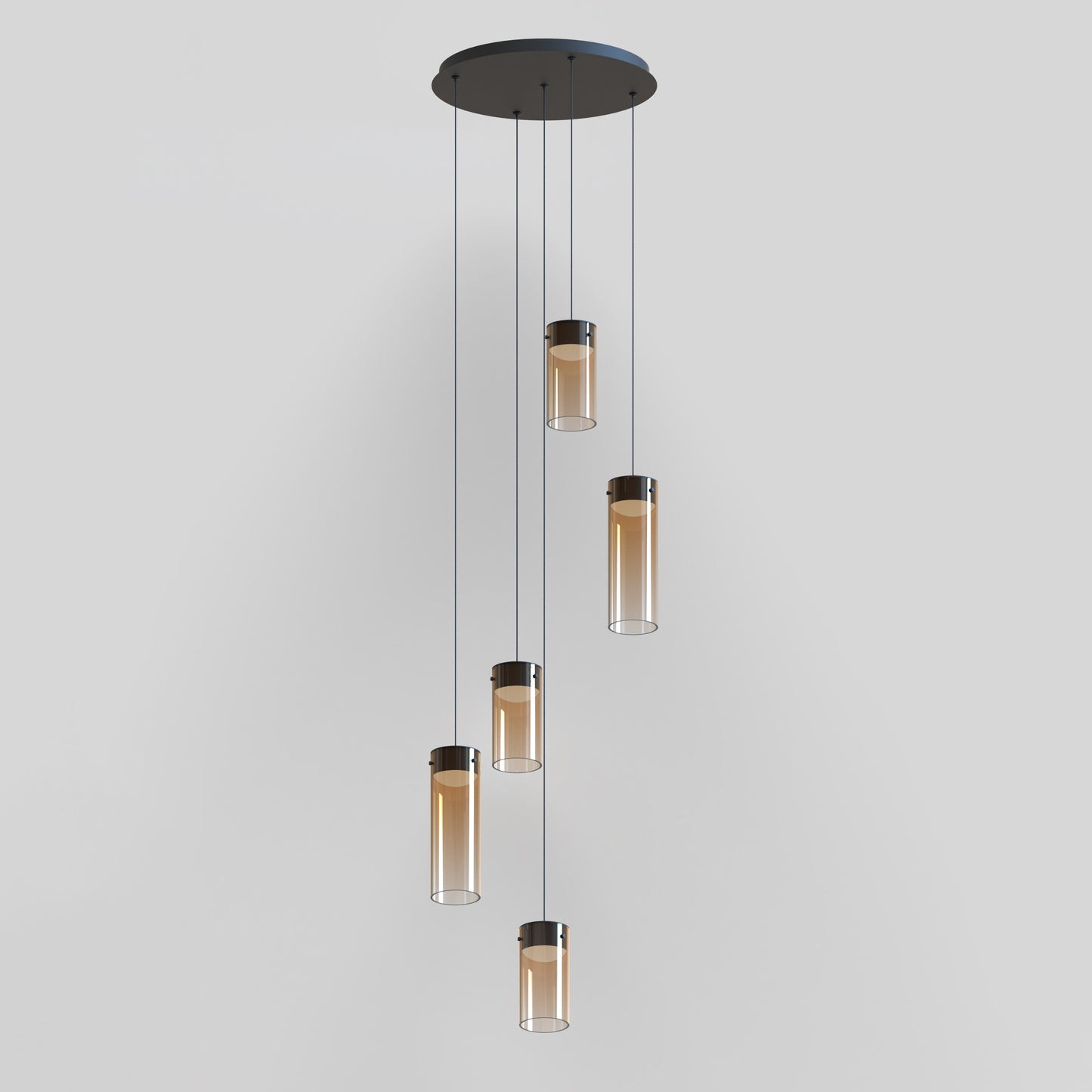 Highball Amber 5-Light LED Pendant Gunmetal by ET2