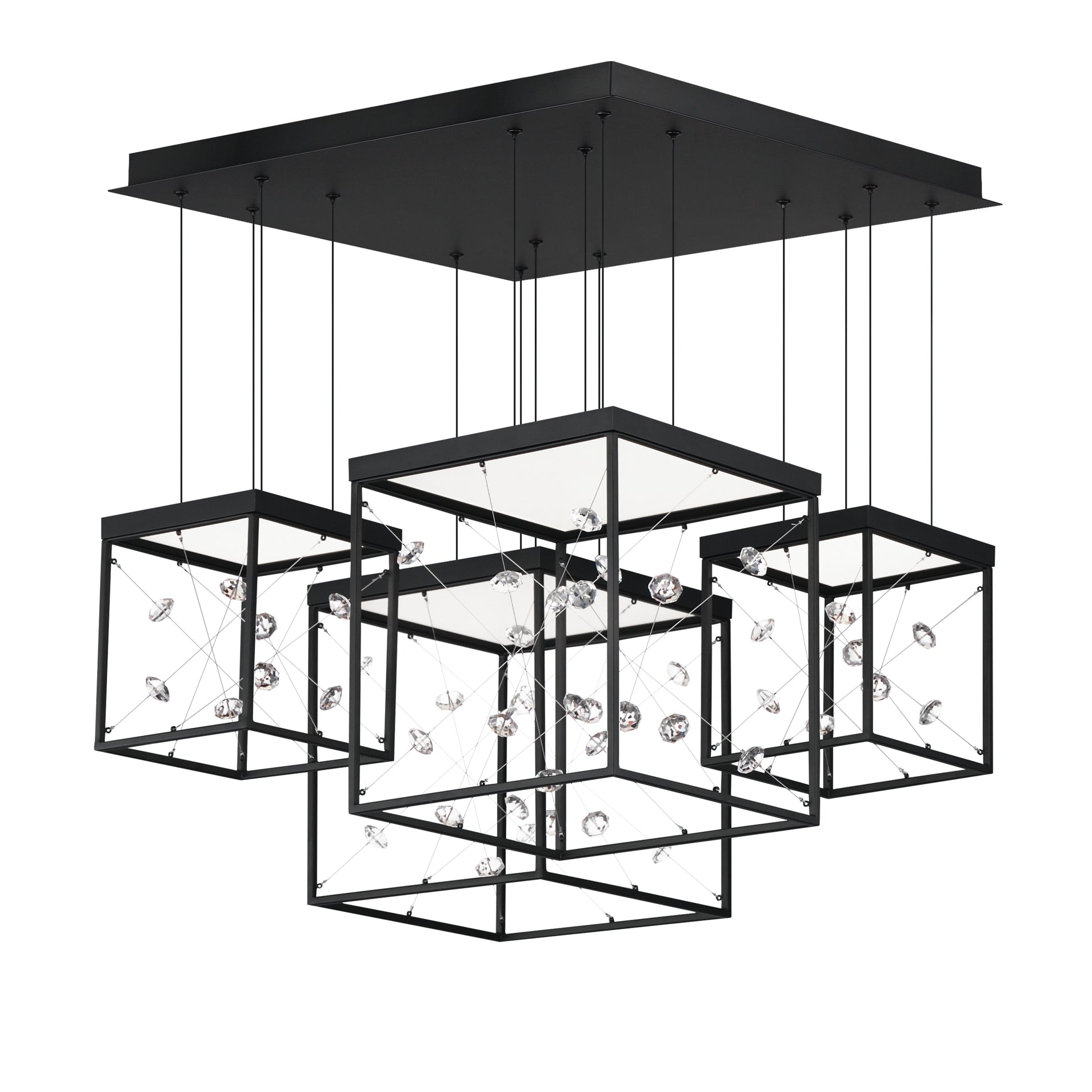 Entanglement 4-Light LED Pendant Black by ET2