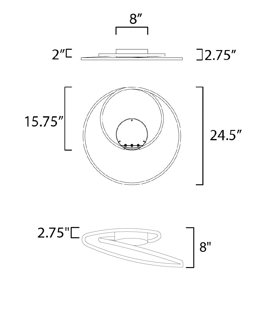Cycle 24" LED Flush Mount Black by ET2