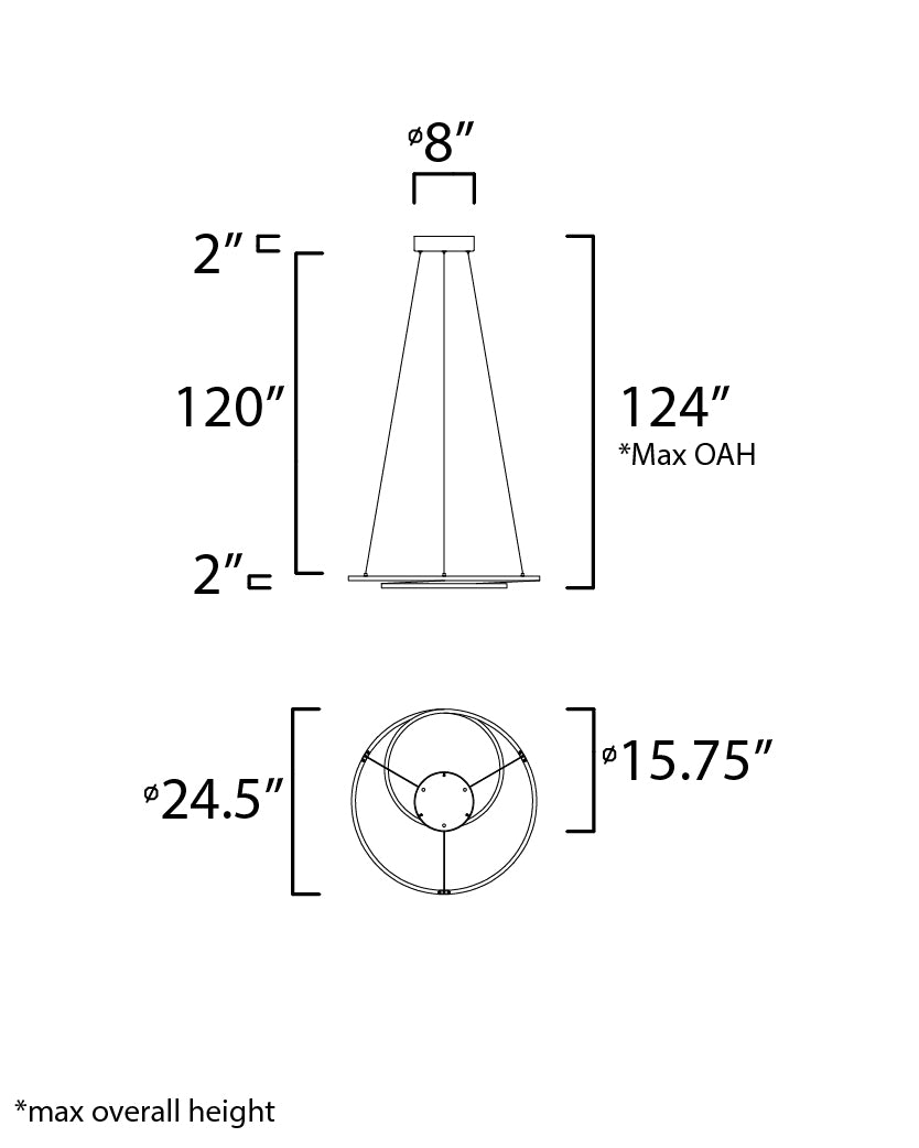 Cycle 25" LED Pendant Black by ET2
