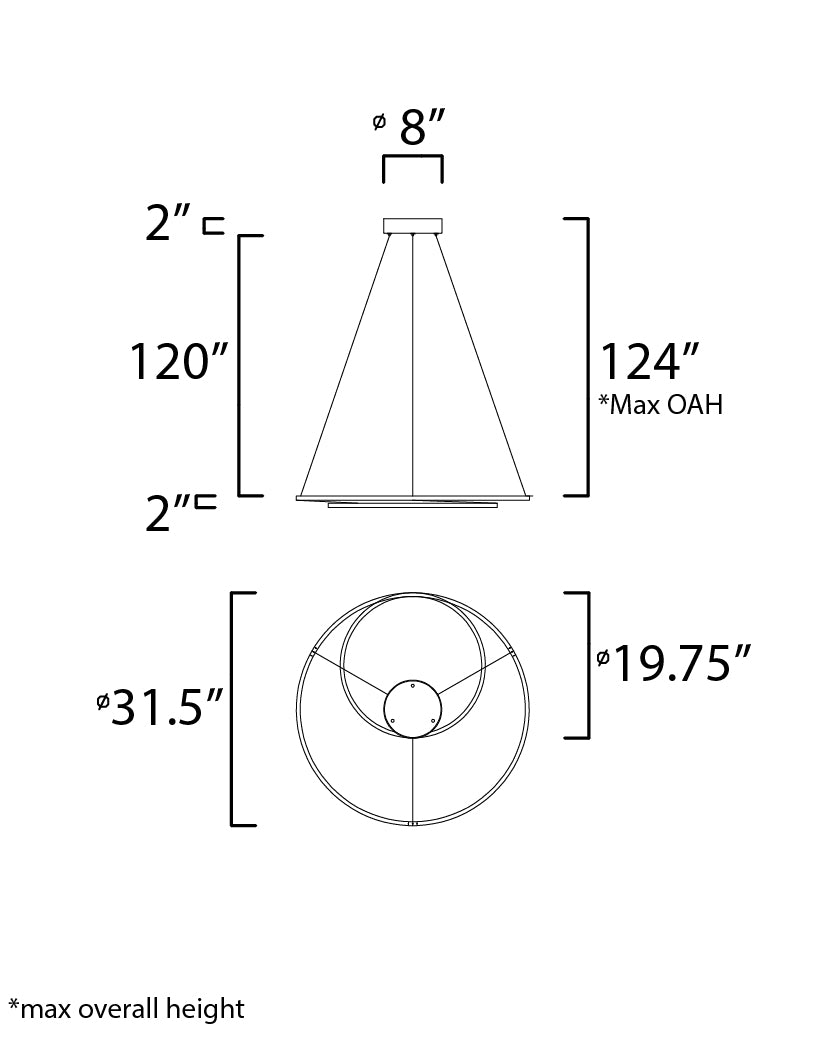 Cycle 31.5" LED Pendant Black by ET2