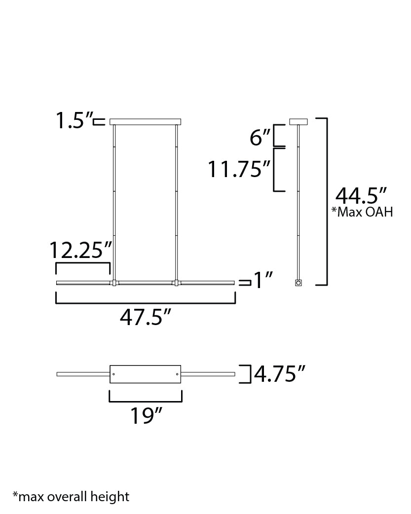 Dorian 48" Linear LED Pendant Gold by ET2