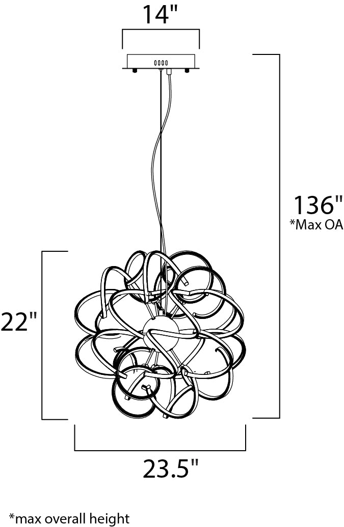 Chaos 23.5" LED Pendant Polished Chrome by ET2