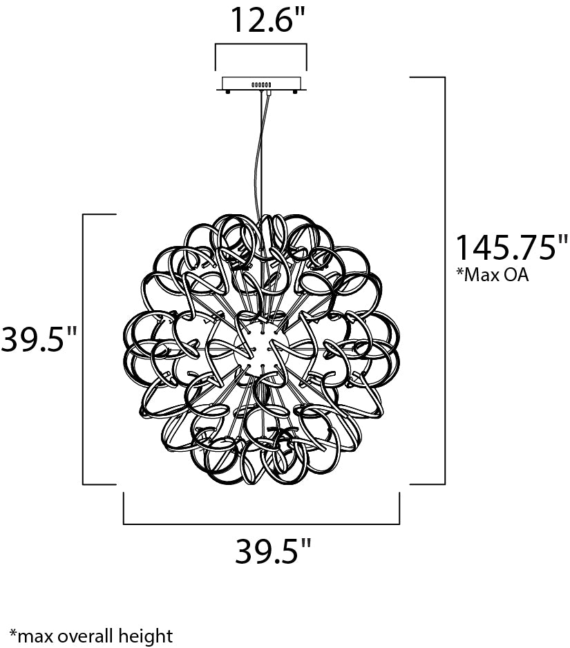 Chaos 40" LED Pendant Polished Chrome by ET2