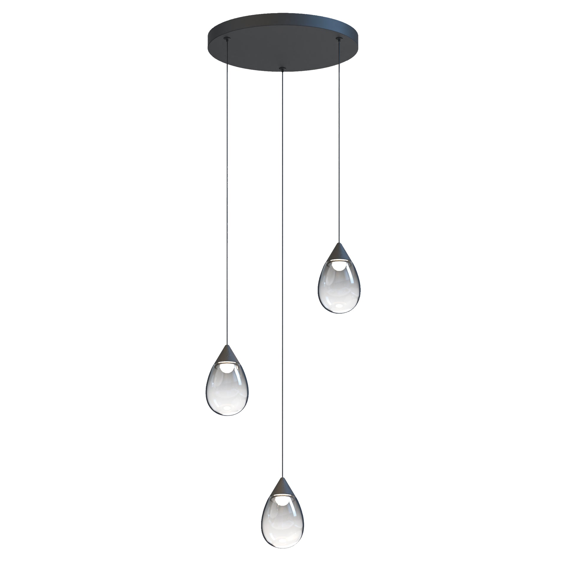 Dewdrop 3-Light LED Pendant Black by ET2