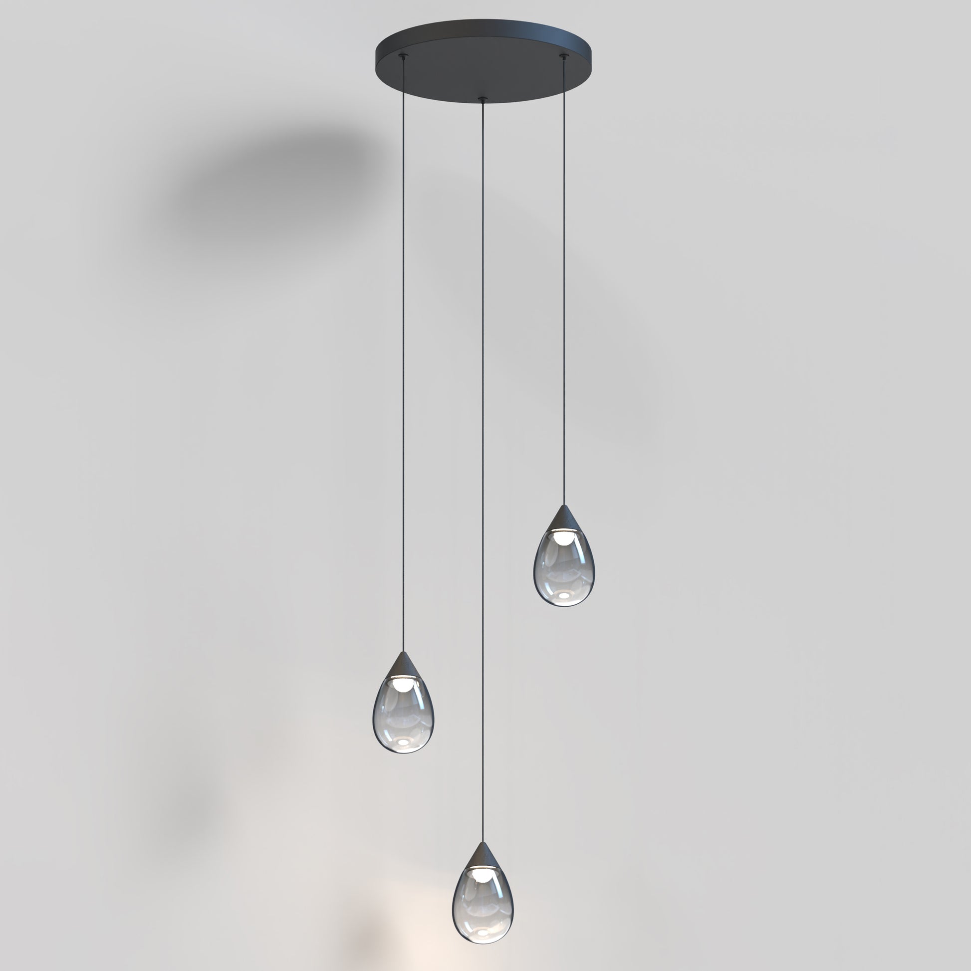 Dewdrop 3-Light LED Pendant Black by ET2