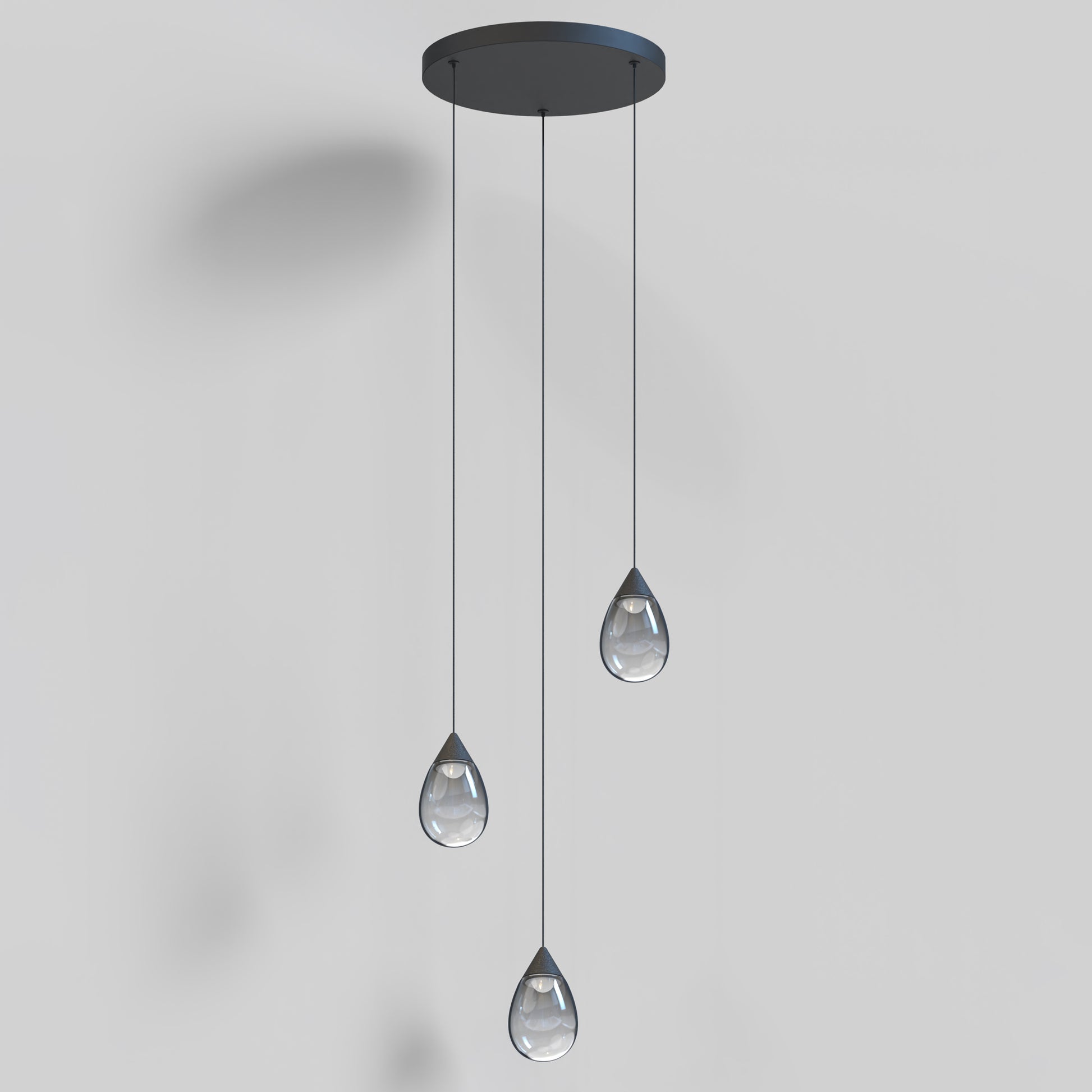Dewdrop 3-Light LED Pendant Black by ET2