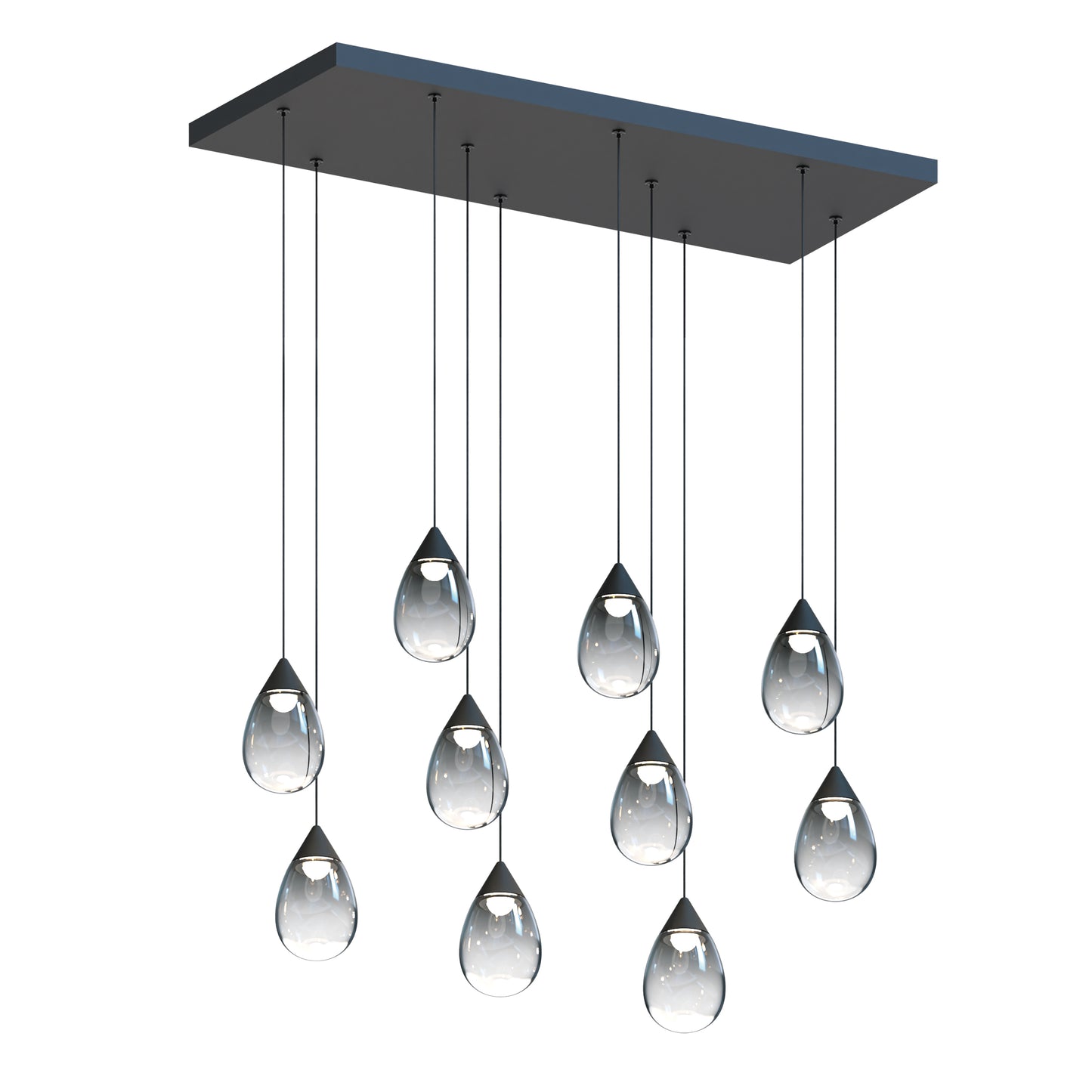 Dewdrop 10-Light LED Linear Pendant Black by ET2