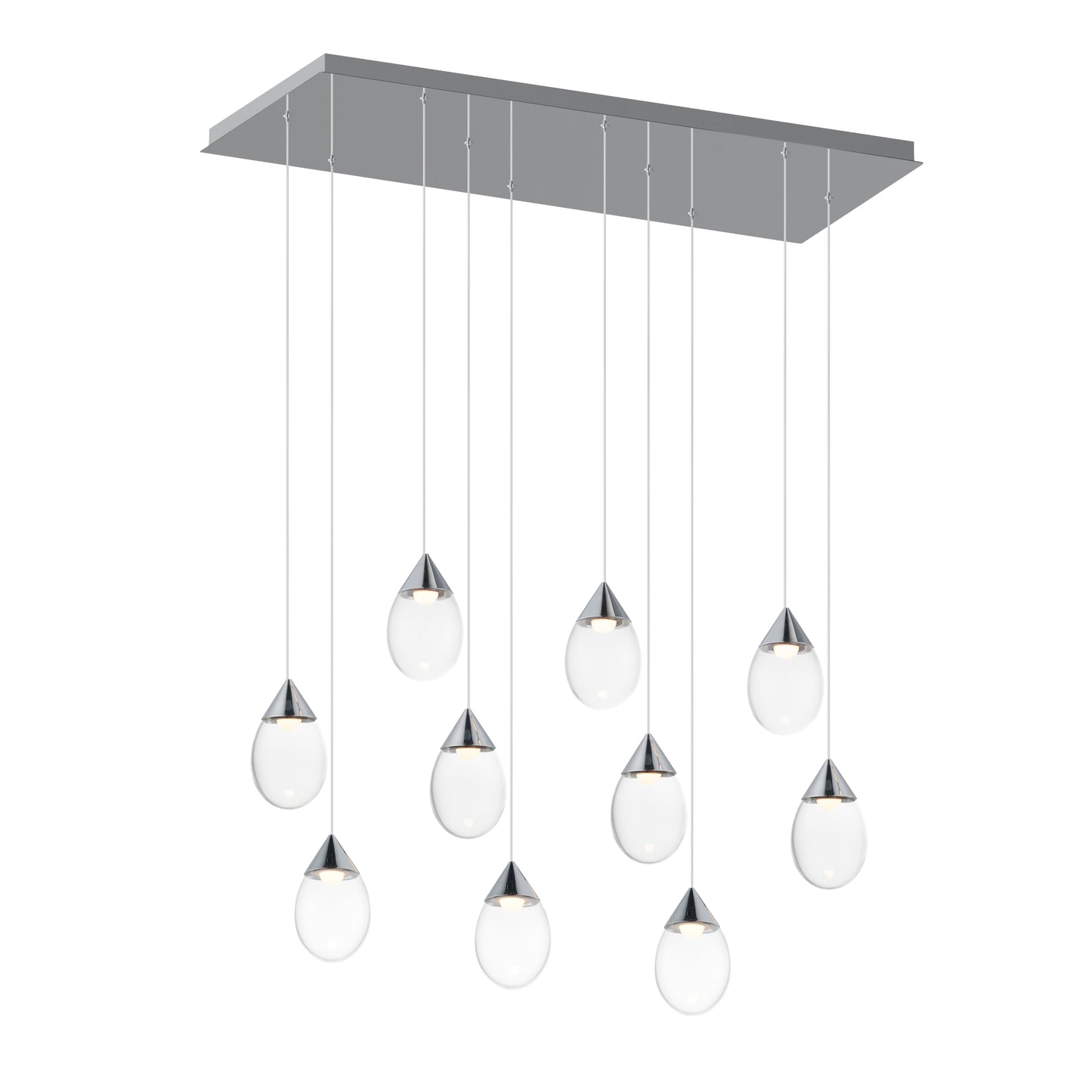 Dewdrop 10-Light LED Linear Pendant Polished Chrome by ET2