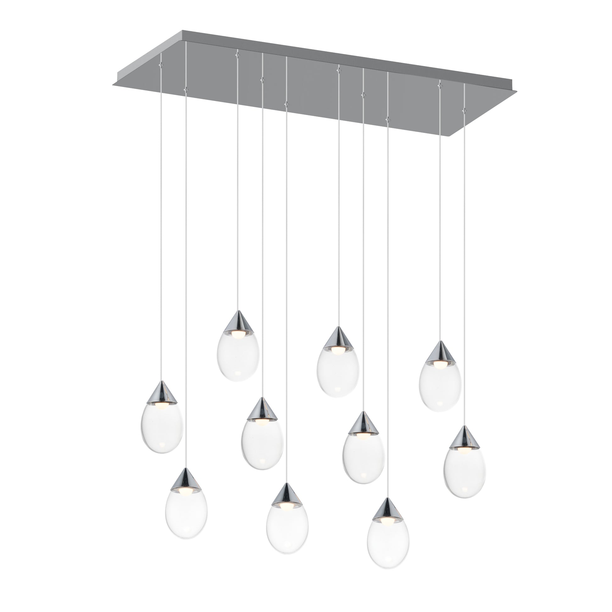 Dewdrop 10-Light LED Linear Pendant Polished Chrome by ET2