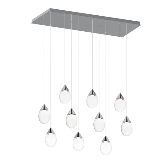 Dewdrop 10-Light LED Linear Pendant Polished Chrome by ET2