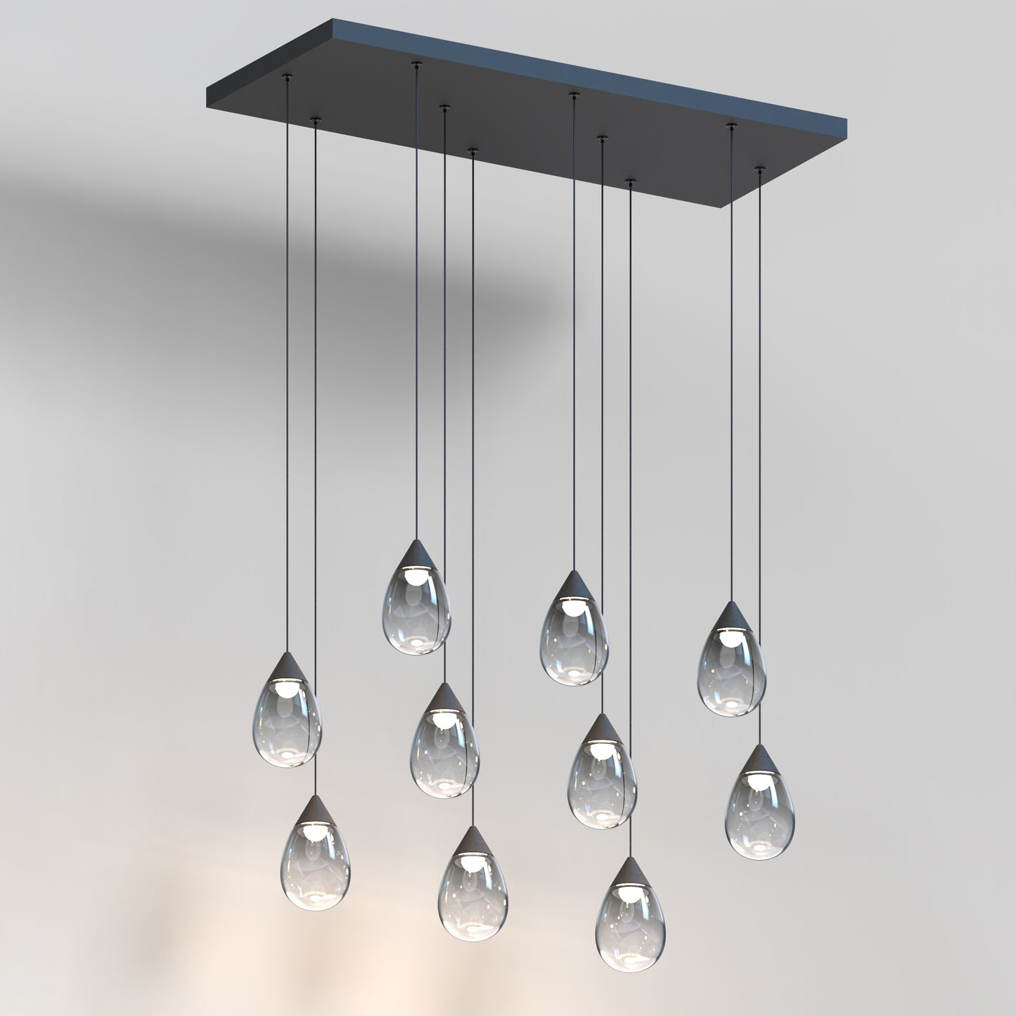 Dewdrop 10-Light LED Linear Pendant Black by ET2