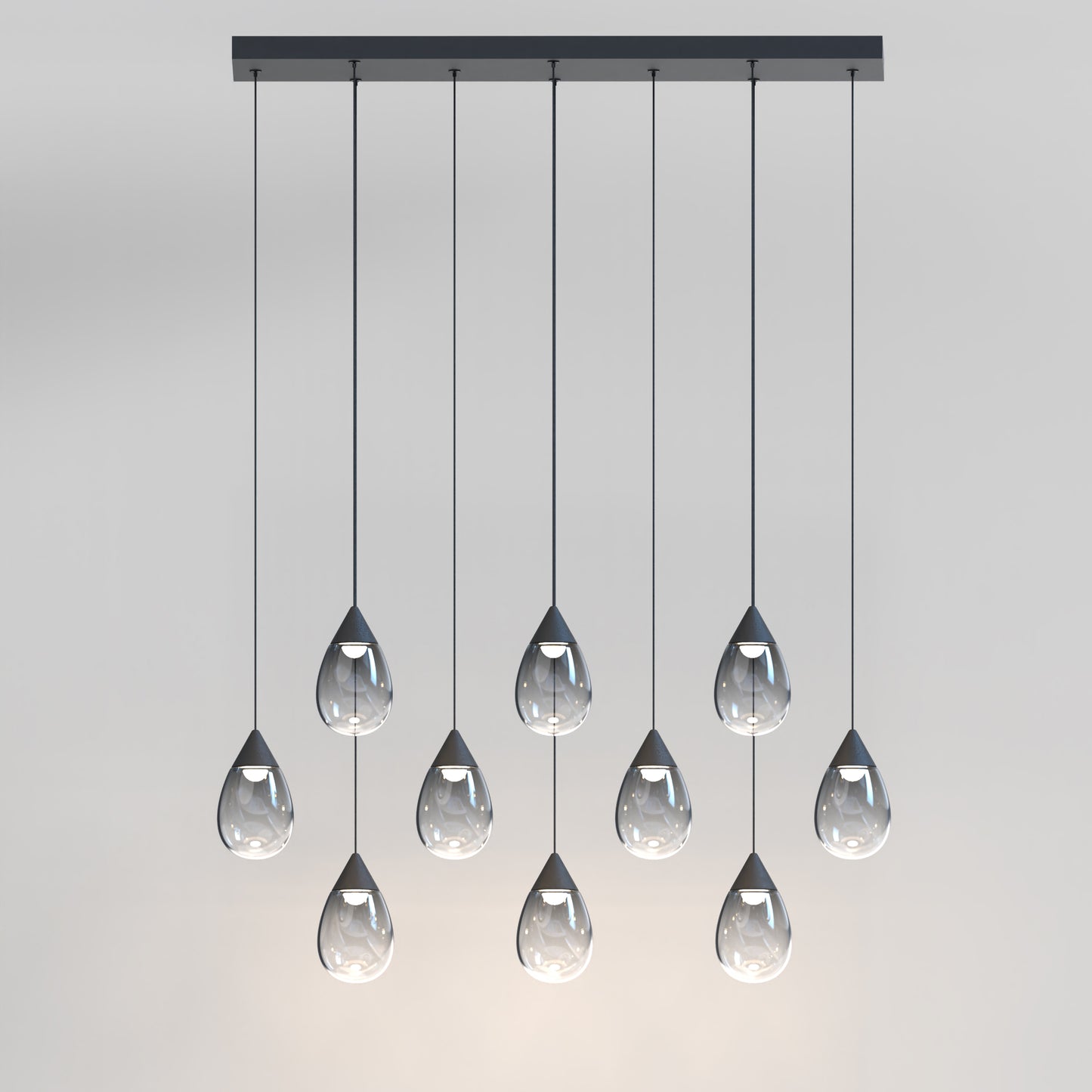 Dewdrop 10-Light LED Linear Pendant Black by ET2