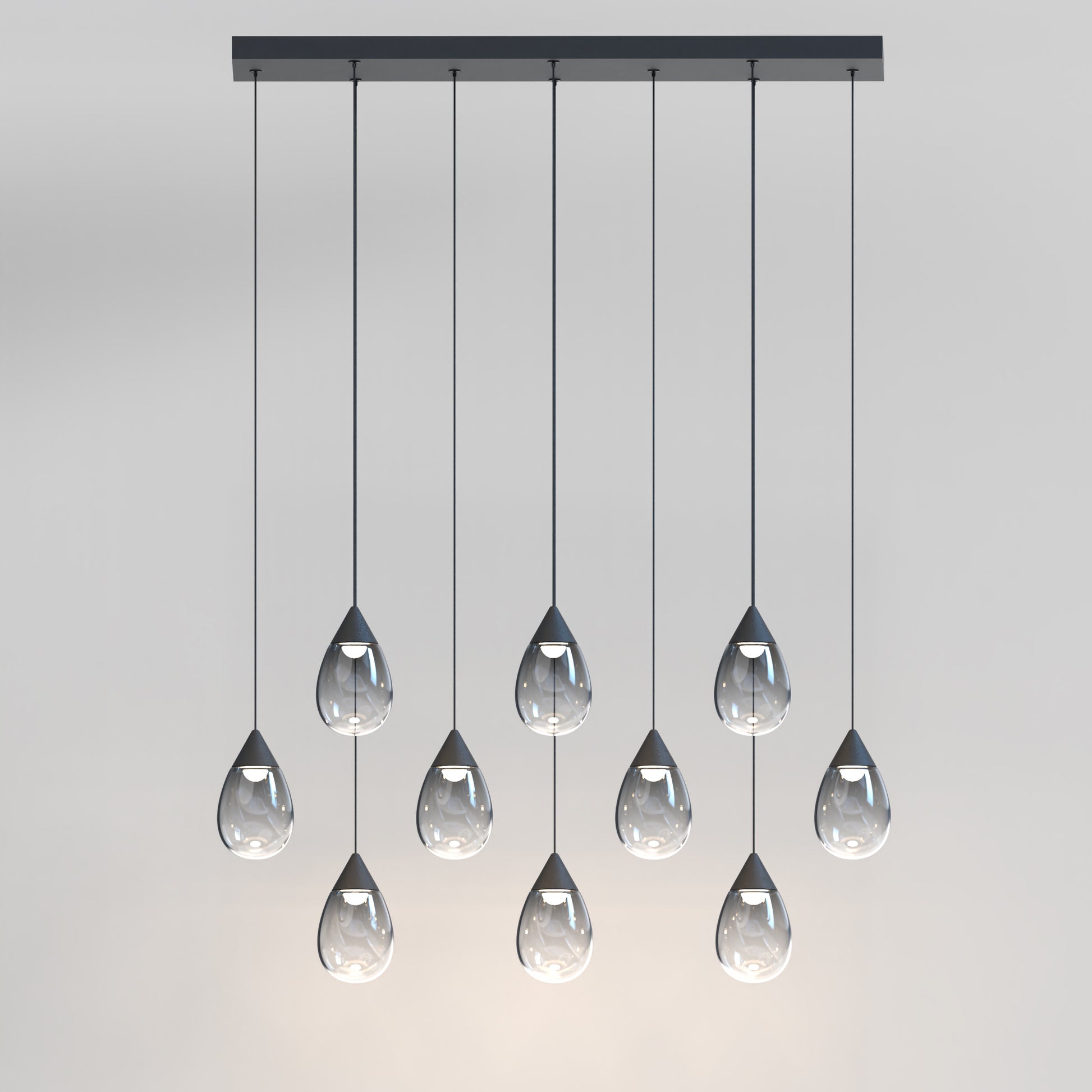 Dewdrop 10-Light LED Linear Pendant Black by ET2