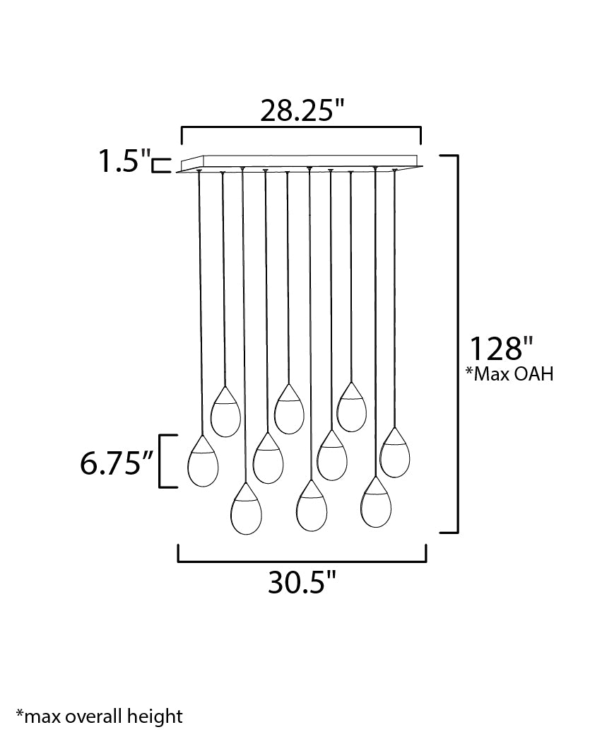 Dewdrop 10-Light LED Linear Pendant Polished Chrome by ET2