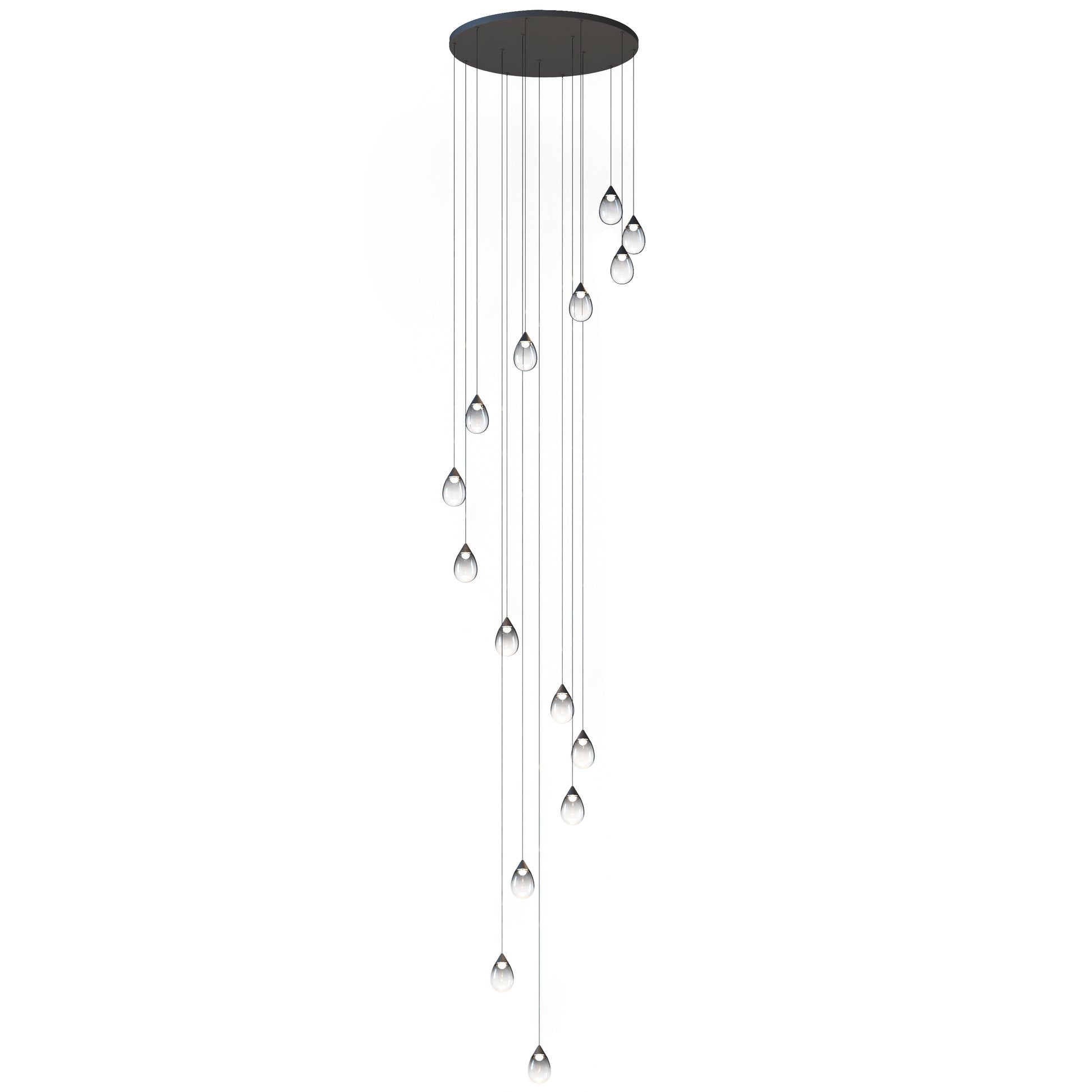 Dewdrop 15-Light LED Pendant Black by ET2