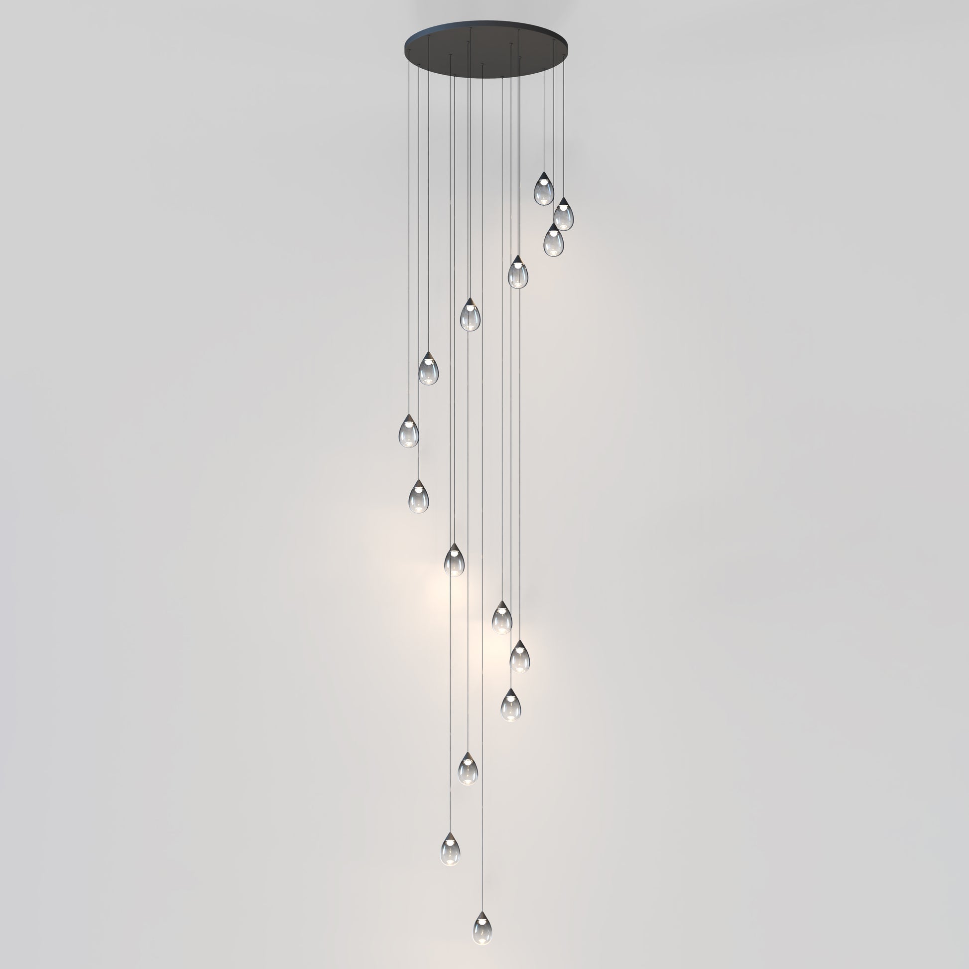 Dewdrop 15-Light LED Pendant Black by ET2