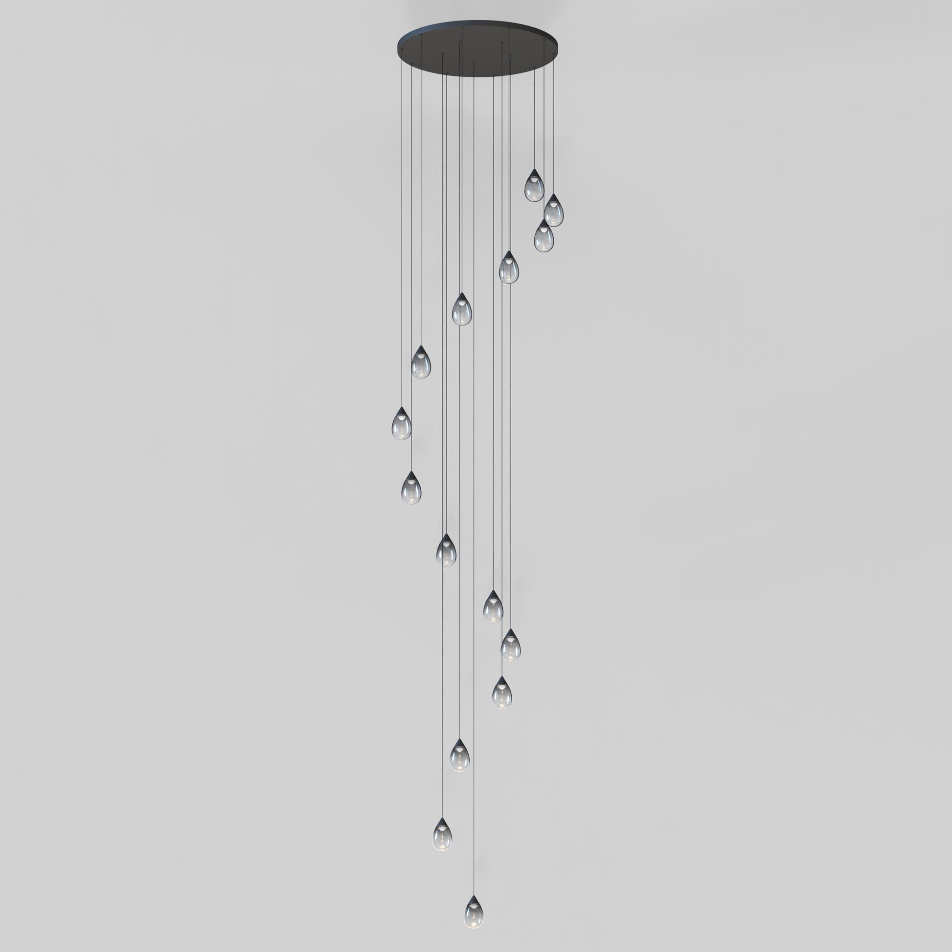Dewdrop 15-Light LED Pendant Black by ET2