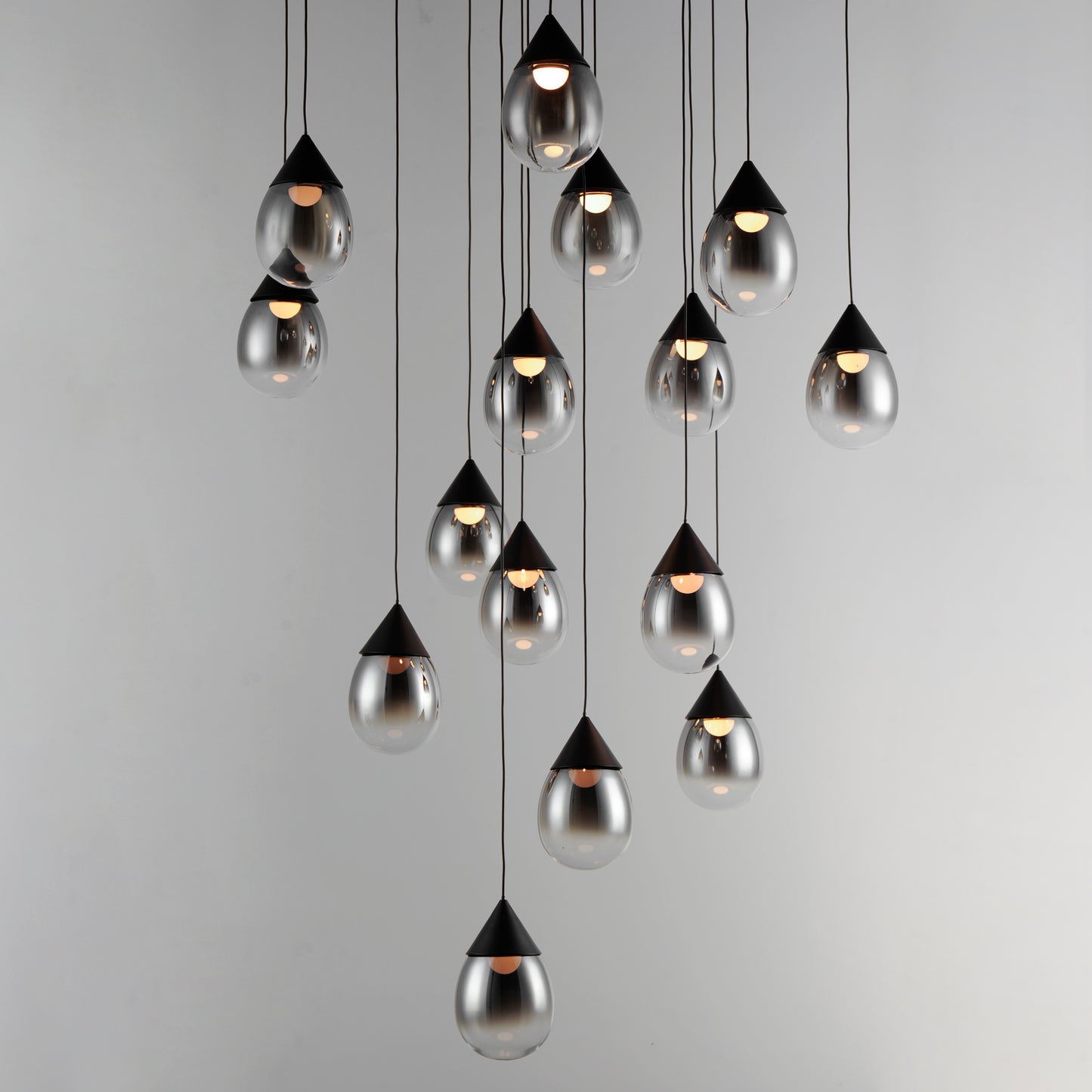 Dewdrop 15-Light LED Pendant Black by ET2