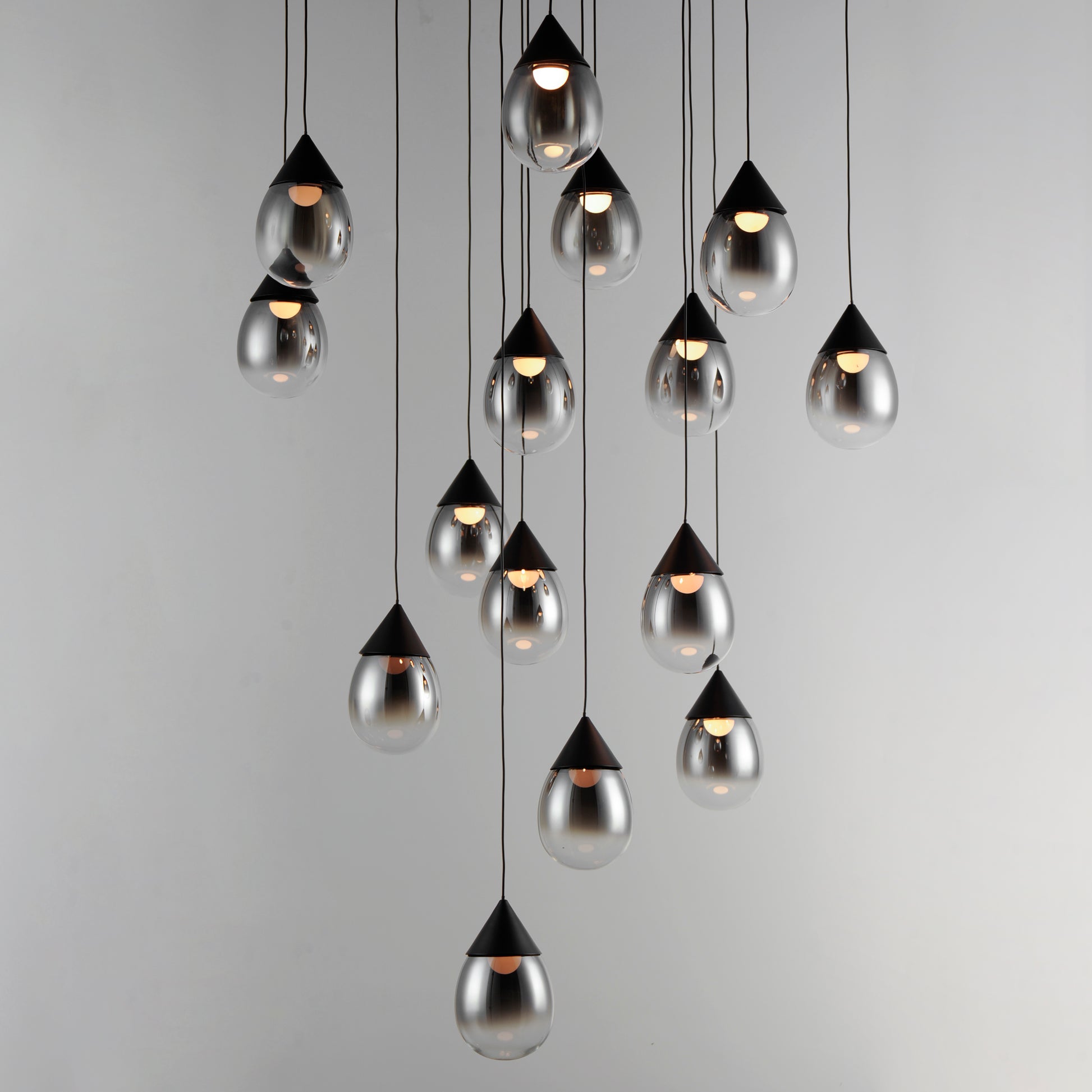 Dewdrop 15-Light LED Pendant Black by ET2