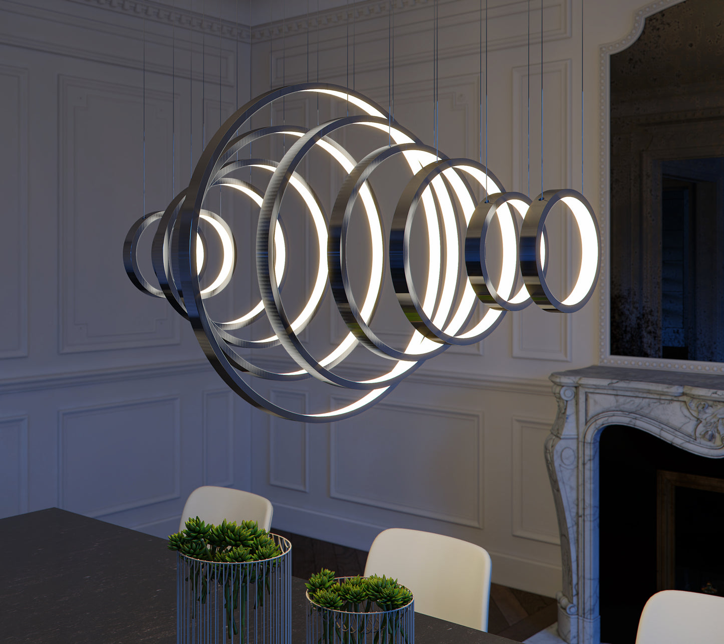 Hoops 11-Light LED Pendant Polished Chrome by ET2