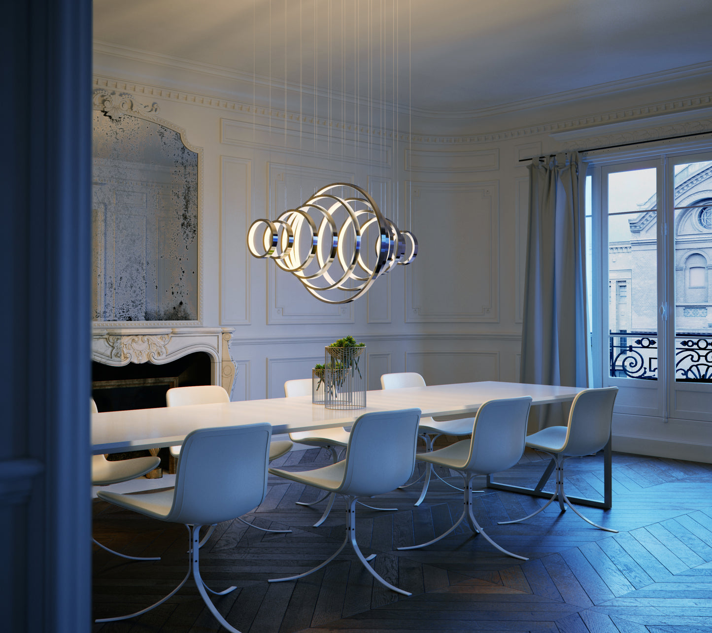 Hoops 11-Light LED Pendant Polished Chrome by ET2
