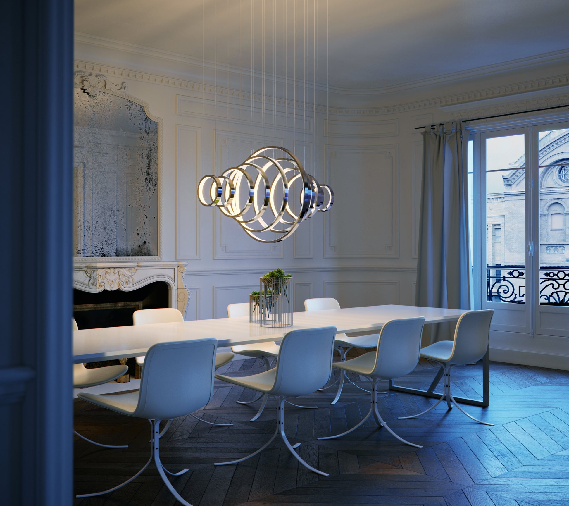 Hoops 11-Light LED Pendant Polished Chrome by ET2