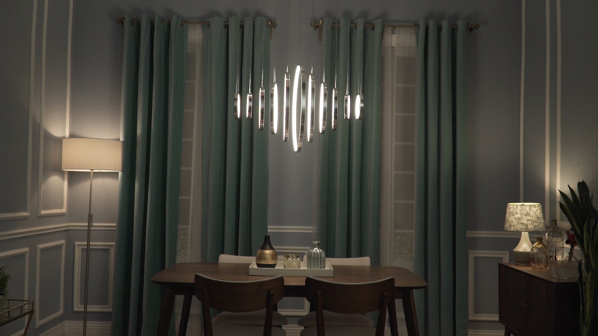 Hoops 11-Light LED Pendant Polished Chrome by ET2