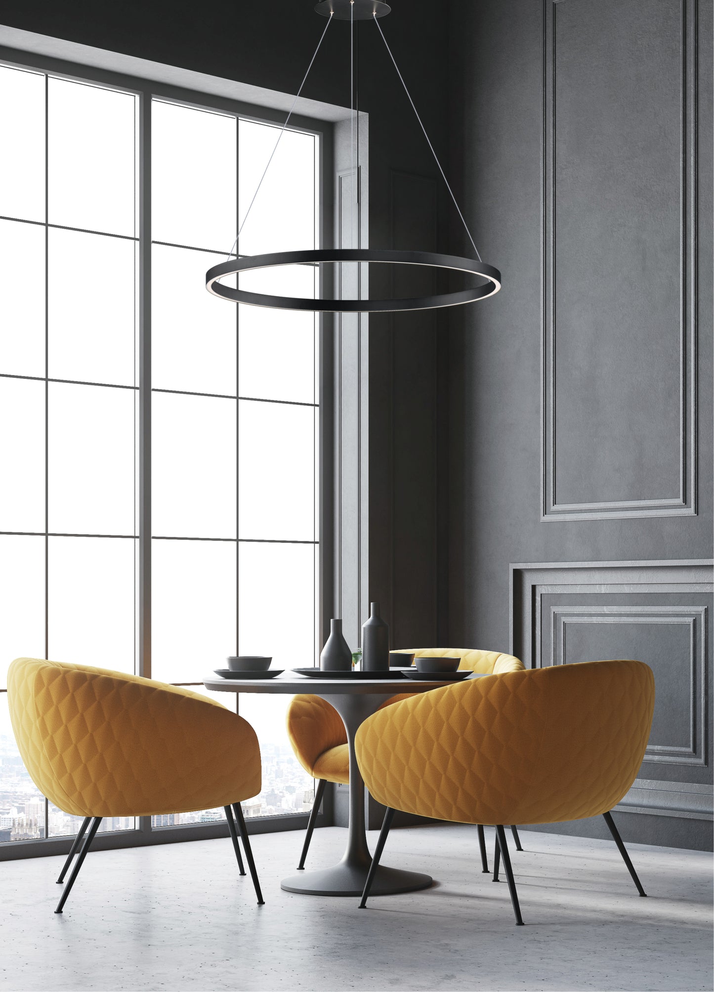 Groove 32" LED Pendant WiZ Black by ET2