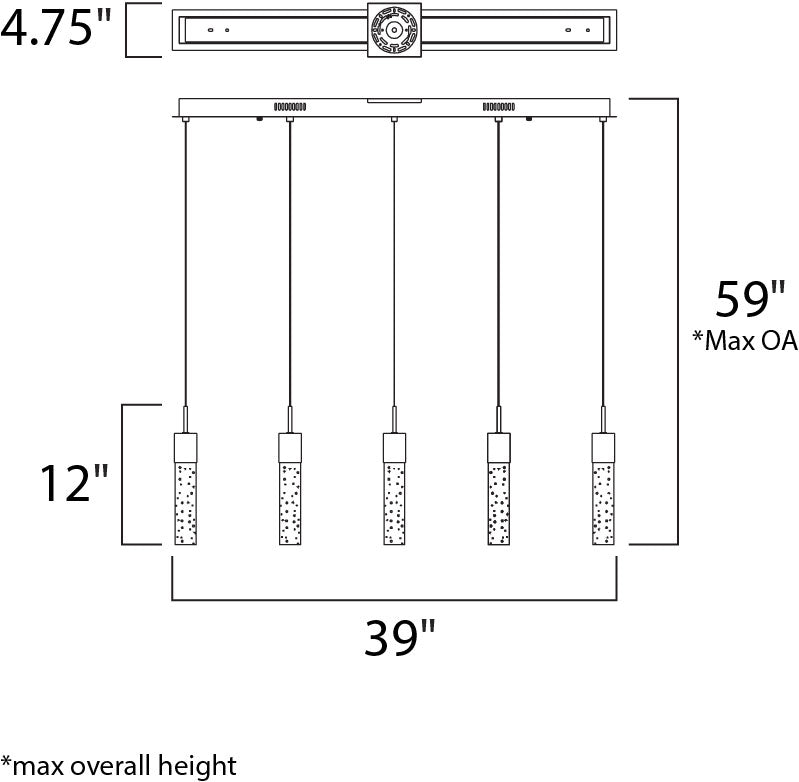 Fizz IV 5-Light LED Pendant Polished Chrome by ET2