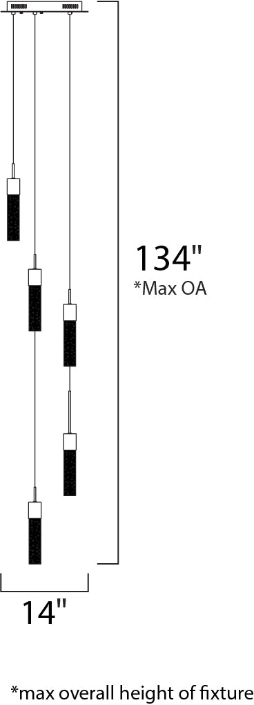 Fizz IV 5-Light LED Pendant Polished Chrome by ET2