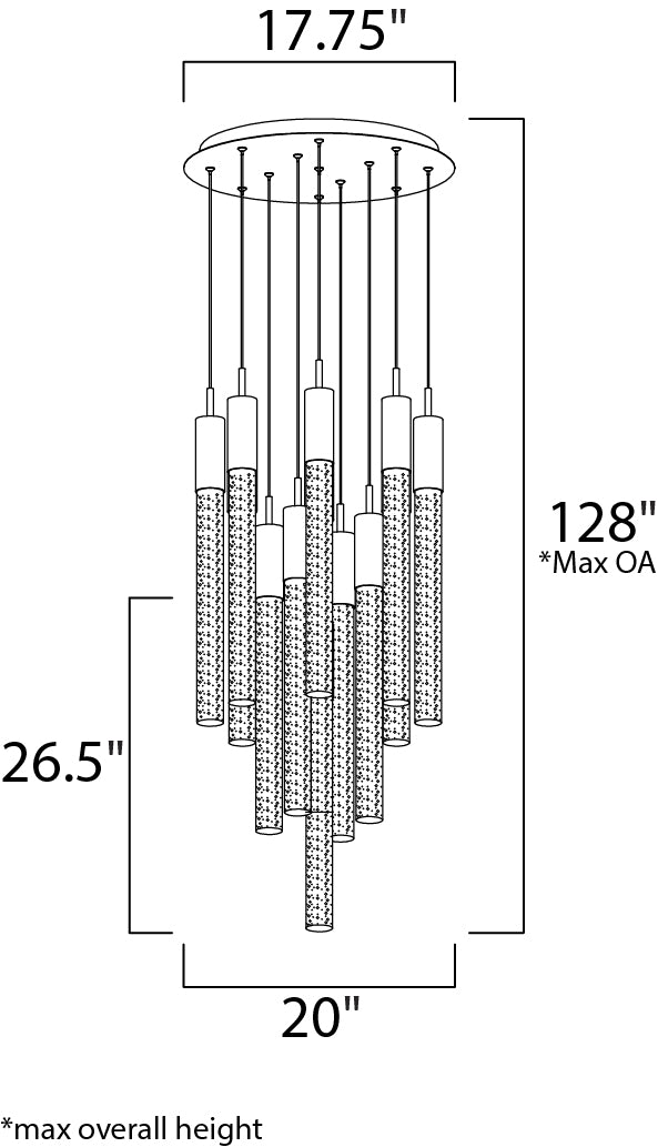 Big Fizz 13-Light LED Pendant Polished Chrome by ET2