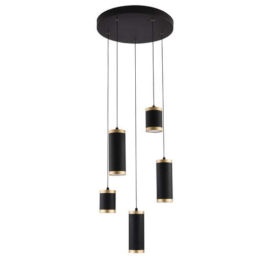 Cuff 5-Light Pendant Black/Gold by ET2