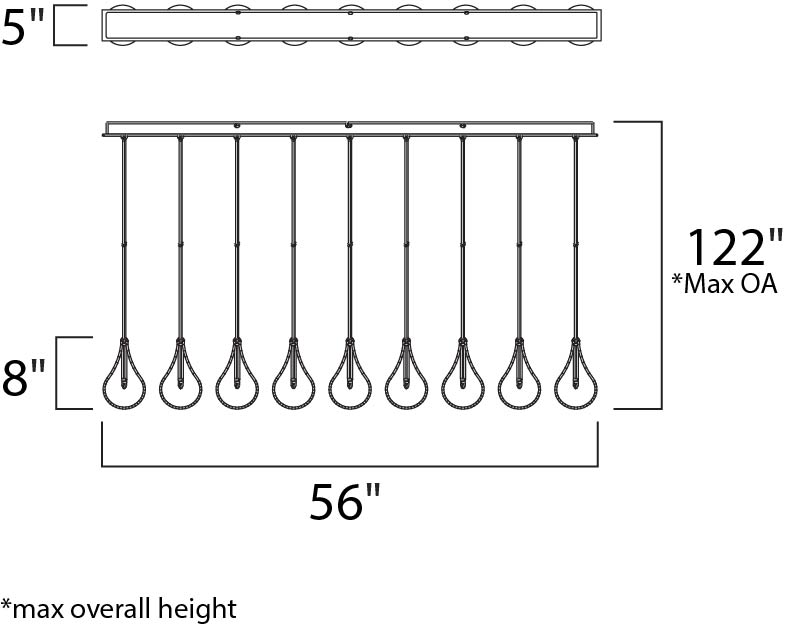Larmes 9-Light Pendant Polished Chrome by ET2