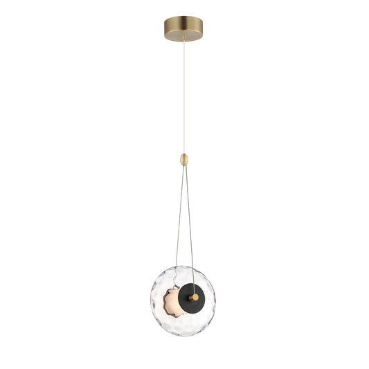 Amulet LED Pendant Black/Natural Aged Brass by ET2
