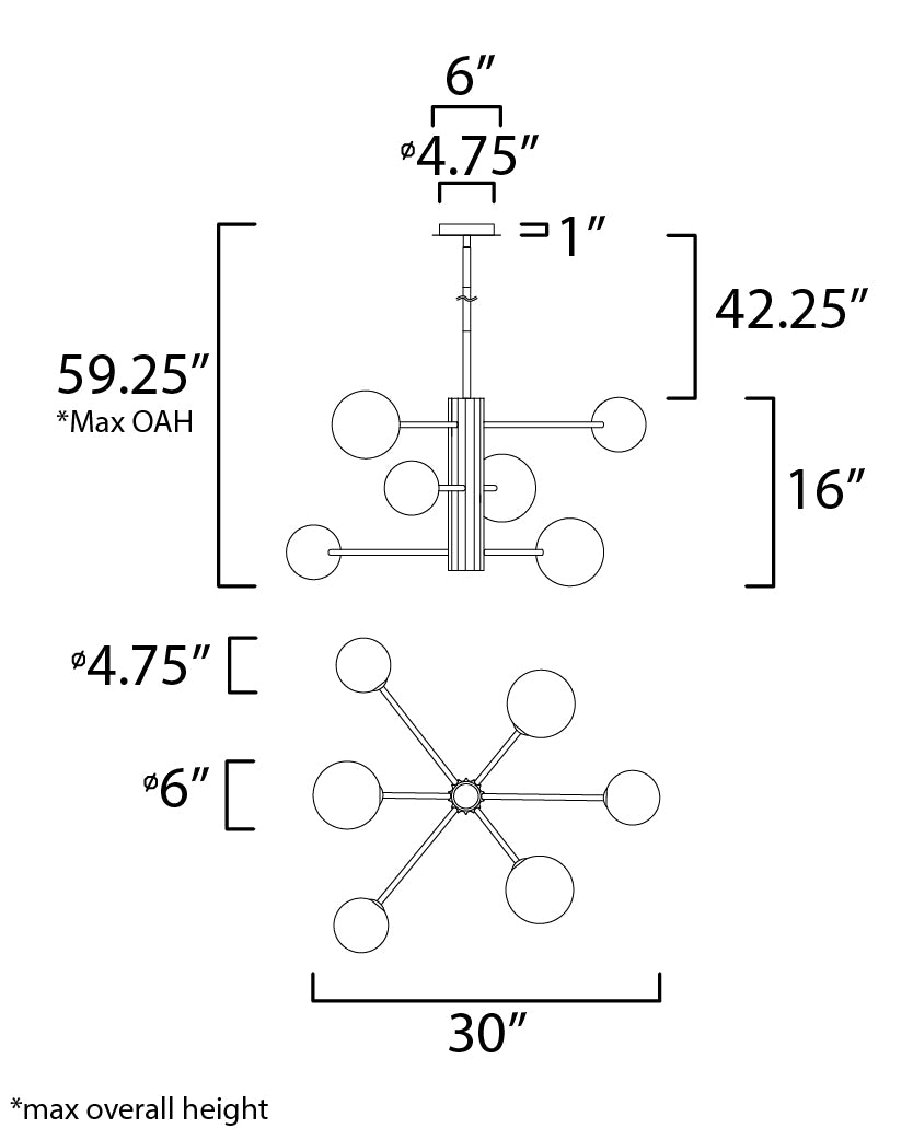 Cog 7-Light LED Chandelier Black/Satin Nickel by ET2